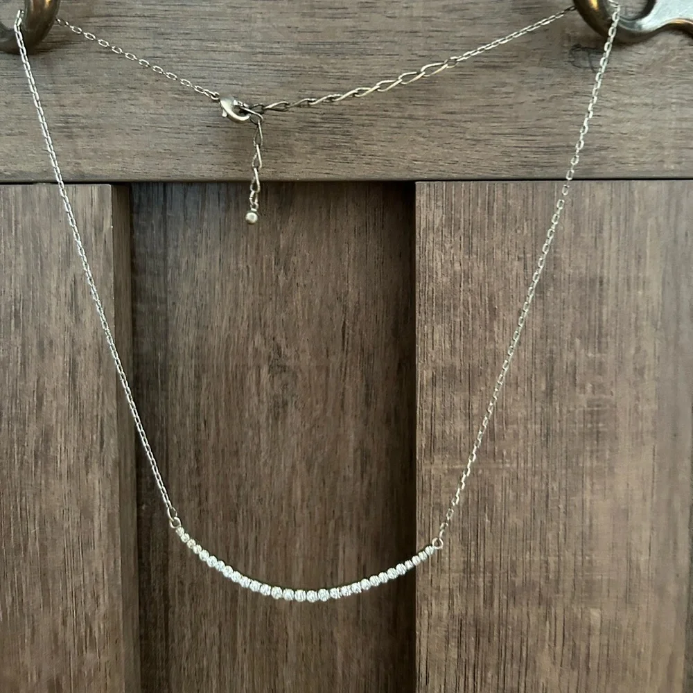Lot of 3 Silver Necklaces Layered Hearts Diamond Bar & Triangle Necklace Set